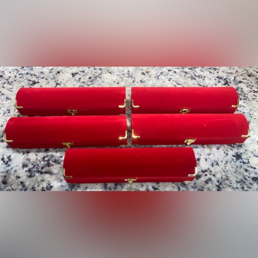 NEW!! LOT of (5) FIVE Red Velvet Bracelet Jewelry Boxes